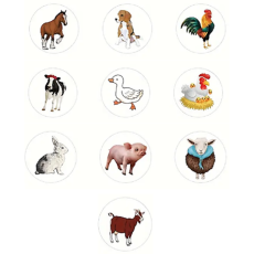 Round Farm Animal Stickers 